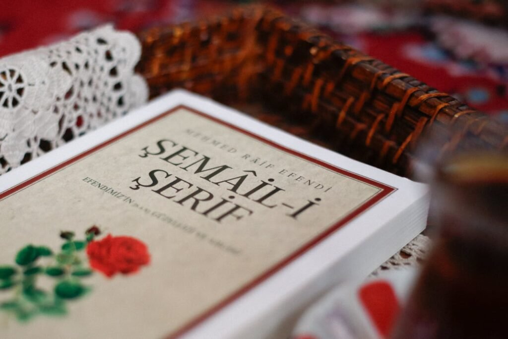 Mastering the First Impression: Your intriguing post title goes here Close-up of the Semail-i Serif book with a woven basket and lace in the background.
